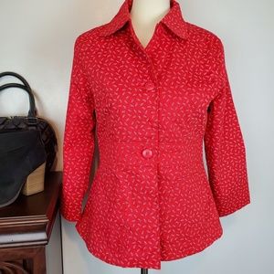 Thermal-Slicks Women's Red Light Weight Button Up Jacket With Pockets Size S